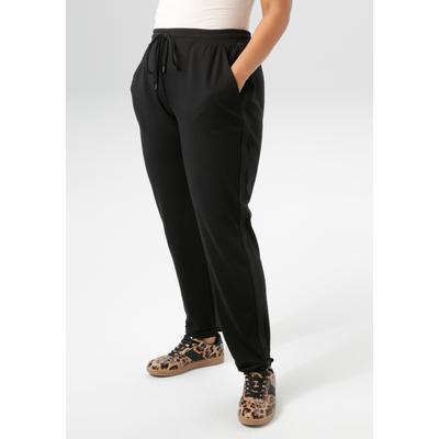 Sweathose ANISTON PLUS, Damen, Gr. 46, N-Gr, schwarz, Jersey, Obermaterial: 70% Polyester, 25% Viskose, 5% Elasthan, unifarben, Glitzerstreifen, modisch, bequem lang, Hosen, mit tonigen Glitzerstreifen - NEUE KOLLEKTION Image