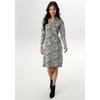 Jerseykleid ANISTON SELECTED, Damen, Gr. 42, N-Gr, schwarz-weiß (schwarz, sanftes weiß), Jersey, Obermaterial: 67% Polyester, 31% Viskose, 2% Elasthan, Jacquardmuster, gemustert, modisch, figurumspielend knieumspielend, V-Ausschnitt, Langarm,...