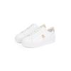 Plateausneaker TOMMY HILFIGER "PLATFORM COURT SNEAKER METALLICS", Damen, Gr. 42, weiß, Leder, sportlich, Schuhe, Freizeitschuh, Halbschuh, Schnürschuh mit TH-Logo