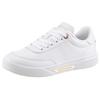 Plateausneaker TOMMY HILFIGER "ESSENTIAL CHIC COURT SNEAKER", Damen, Gr. 40, weiß, Nappaleder, sportlich, Schuhe, Freizeitschuh, Halbschuh, Schnürer, goldfarbenen Details im Plateau