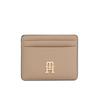 Kartenetui TOMMY HILFIGER "TH FEMININE CC HOLDER", grau (taupe), Lederimitat, unifarben, elegant, Kleinlederwaren, Portemonnai, Geldbörse mit edlem TH-Schmuckelement