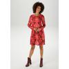 Minikleid ANISTON CASUAL, Damen, Gr. 48, N-Gr, bordeaux, rot, orange, beige, rosa, braun, schwarz, weiß, Georgette, Obermaterial: 100% Polyester, bedruckt, gemustert, modisch, figurumspielend kniefrei, Rundhals, Langarm, Kleider, mit...
