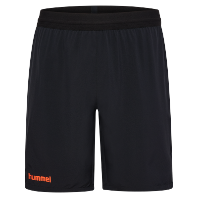 Trainingsshorts HUMMEL "HMLBLAZE PRO TRAINING SHORTS", Herren, Gr. L, N-Gr, schwarz, orange, Obermaterial: 88% Polyester, 12% Elasthan, sportlich, Hosen Image
