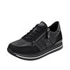 Plateausneaker REMONTE, Damen, Gr. 44, schwarz (schwarz, grau), Leder, Textil, sportlich, Schuhe, Schnürschuh, Halbschuh, Freizeitschuh mit gepolstertem Schaftrand
