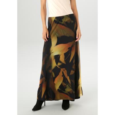 Maxirock ANISTON SELECTED, Damen, Gr. 46, camel, schwarz, beige, terra, senfgelb, schwarz, oliv, Netz, Obermaterial: 95% Polyester, 5% Elasthan. Futter: 95% Viskose, 5% Elasthan, bedruckt, gemustert, feminin, figurumspielend knöchelfrei, Röcke, mit... Image