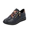 Keilsneaker REMONTE, Damen, Gr. 39, gold (schwarz, goldfarben), Leder, Lederimitat, unifarben mit Farbeinsatz, sportlich, Schuhe, Schnürschuh, Halbschuh, Freizeitschuh mit seitlichem Reißverschluss