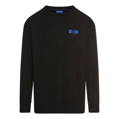 Langarmshirt HUGO BLUE "Nilcrew", Herren, Gr. M, schwarz (schwarz001), Single Jersey, Obermaterial: 100% Baumwolle, unifarben, casual, regular fit hüftlang, Rundhals, Langarm, Shirts, mit großem Rückedruck Image