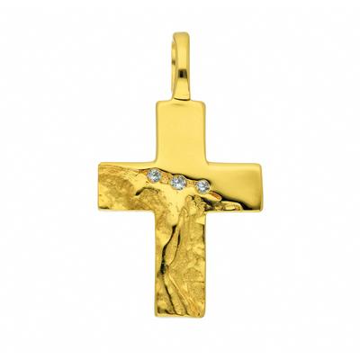 Kreuzkette ADELIA´S "Halskette - Kreuzkette mit Kreuz Anhänger mit Zirkonia aus 333", gold, Halsketten, Damen, Gelbgold 333-Gold, Gelbgold 333, Gold, Schmuckset mit bis 45 cm stufenlos verstellbarer 925 Silber Halskette Image
