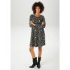 Jerseykleid ANISTON CASUAL, Damen, Gr. 44, N-Gr, schwarz (schwarz weiß), Jersey, Obermaterial: 52% Polyester, 25% Viskose, 20% Baumwolle, 3% Elasthan, Jacquardmuster, geblümt, feminin, A-Linie kniefrei, Rundhals, Langarm, Kleider, mit grafischen...