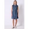 Midikleid STREET ONE STUDIO, Damen, Gr. 44, EURO-Größen, mid blau soft washed, Jeans, 100% Lyocell, unifarben, casual, normal knielang, Rundhals, ohne Ärmel Rüschen, Kleider, aus Lyocell