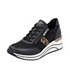 Keilsneaker REMONTE, Damen, Gr. 42, schwarz (schwarz, leo), Textil, Lederimitat, sportlich, Schuhe, Schnürschuh, Halbschuh, Freizeitsneaker in veganer Verarbeitung