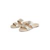 Pantolette TOMMY HILFIGER "METALLIC ROPE ESPADRILLE MULE", Damen, Gr. 38, gold (goldfarben), Leder, sportlich, Schuhe, Plateau, Sommerschuh, Flats, Bequemschuh mit geschungener Bandage