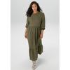 Jerseykleid ANISTON PLUS, Damen, Gr. 50, N-Gr, grün (khaki), Cru00eape, Obermaterial: 98% Polyester, 2% Elasthan, Strukturmuster, modisch, figurumspielend knöchelfrei, Rundhals, Smokbündchen, Kleider, in trendiger Farbpalette - NEUE KOLLEKTION
