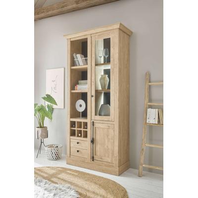 Vitrinenschrank mit Flaschenregal 105 cm Eiche gebürstet Optik Cardiff Image