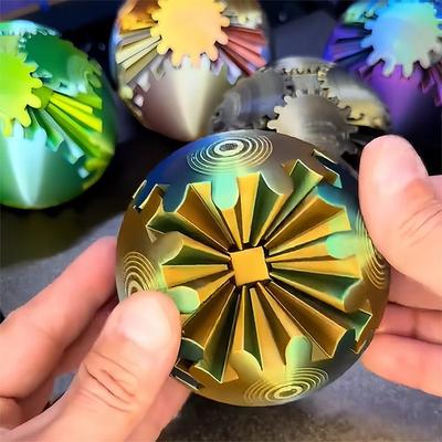 GearSphere Steampunk Whirling Wonder Fidget Gear Ball, 3D Printed Mechanical Stress Relief Gadget for Adults and Teens, ADHD Anxiety Focus Spinner Desk Toy Decor