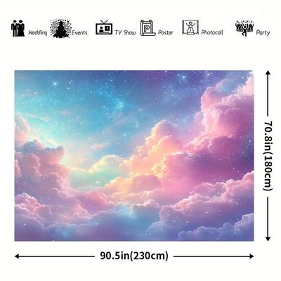 TEMU 1pc, Backdrop, Pastel Clouds, Machine Washable Fabric, Suitable For Home Office Indoor And Outdoor Decor Large Wall Decor Props Party Supplies