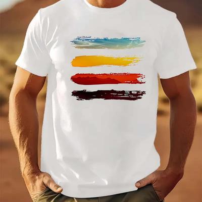 TEMU Men's Trendy Graphic Tee- Comfortable, Round Neck, With Letter Print- Machine Washable Image