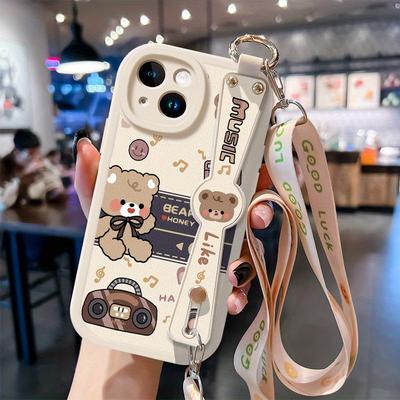 TEMU Vintage Bear Compatible With 15 Mobile Phone Case, 14pro Max With Lanyard, For Women 13, Crossbody Xr Wristband, 12 Holder Xs Cute 6s Anti-fall Ip7 Creative 8 Plus Protective Cover Image