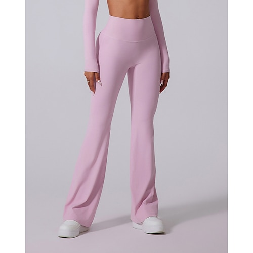 Per donna leggings da pilates Pantaloni fitness pantaloni sportivi Svasato Leggero Pilates Corsa Fitness Pantaloni Tinta unica Grigio scuro Nero Bianco Autunno Inverno Gli sport Abbigliamento sportivo