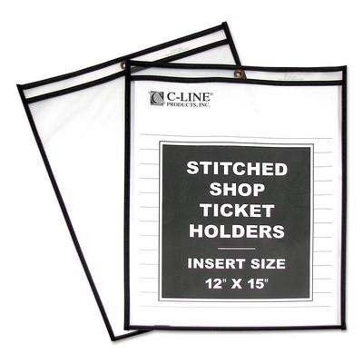 C-Line Products 46125 Shop Ticket Holder for 12 x 15 Insert, Taped Black Stitched Edges, 25/Box - Box of 25 CLI46125