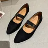 Damen-Schuhe mit spitzer Zehenpartie, flache Schuhe mit samtmattem Finish, einzelne Schuhe, Damen-Komfort-Loafer-Schuhe, Leder-Mary-Jane-Schuhe