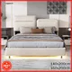 Lit rembourré Lazyspace, avec éclairage LED, lit de rangement, avec espace de rangement sous le lit, tige hydraulique et cadre à lattes, blanc ivoire