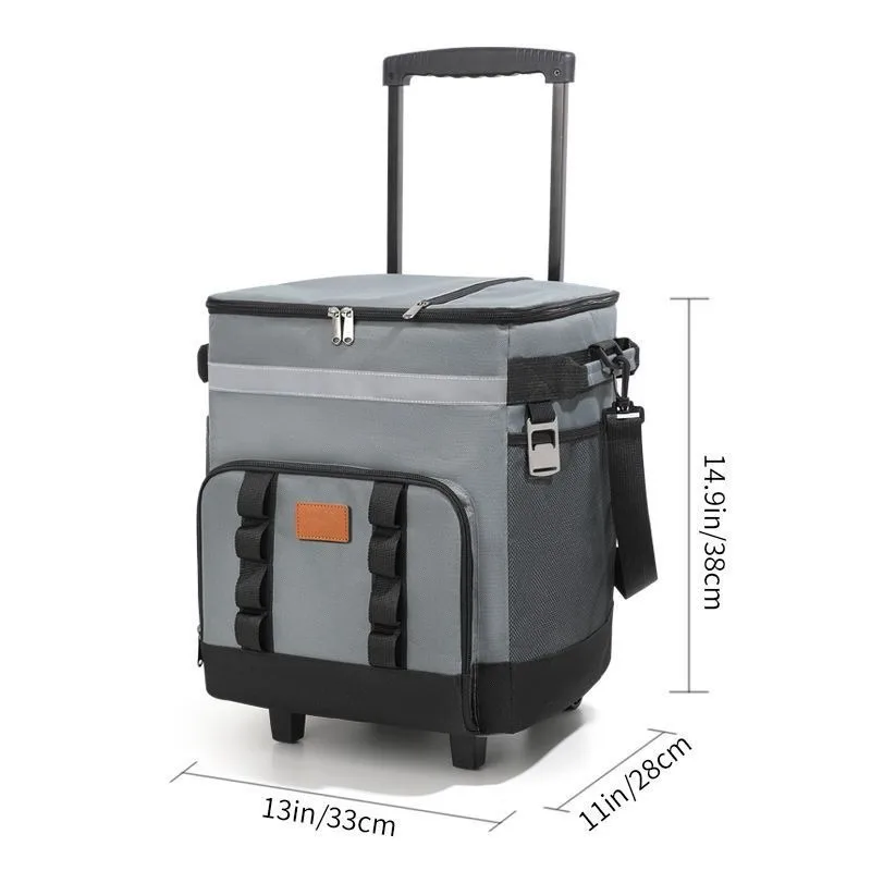 Rollbare Kühltasche mit Griff, große isolierte Tragetasche für Picknick, Camping, Auto, Reisen, Roll-Thermo-Lunchbox, tragbar Image