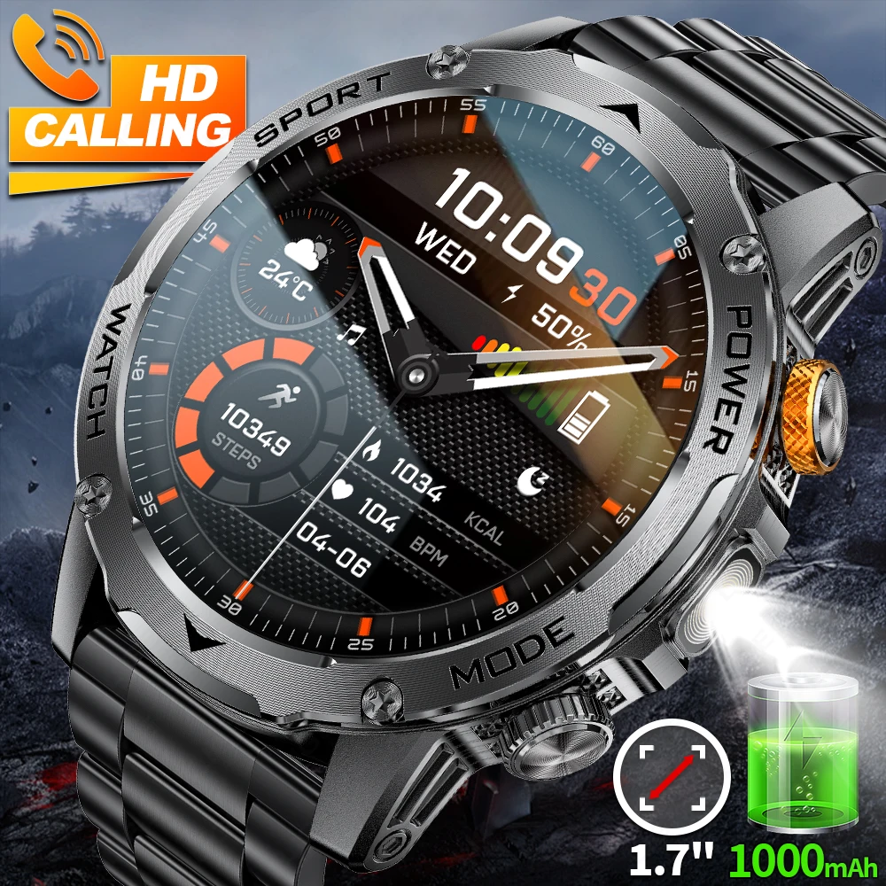 LIGE 1000 mAh Smart Watch 1,7 Zoll Bildschirm Bluetooth Anruf Sprachassistent Uhr Sport Fitness IP68 Wasserdichte Smartwatch für Männer Image
