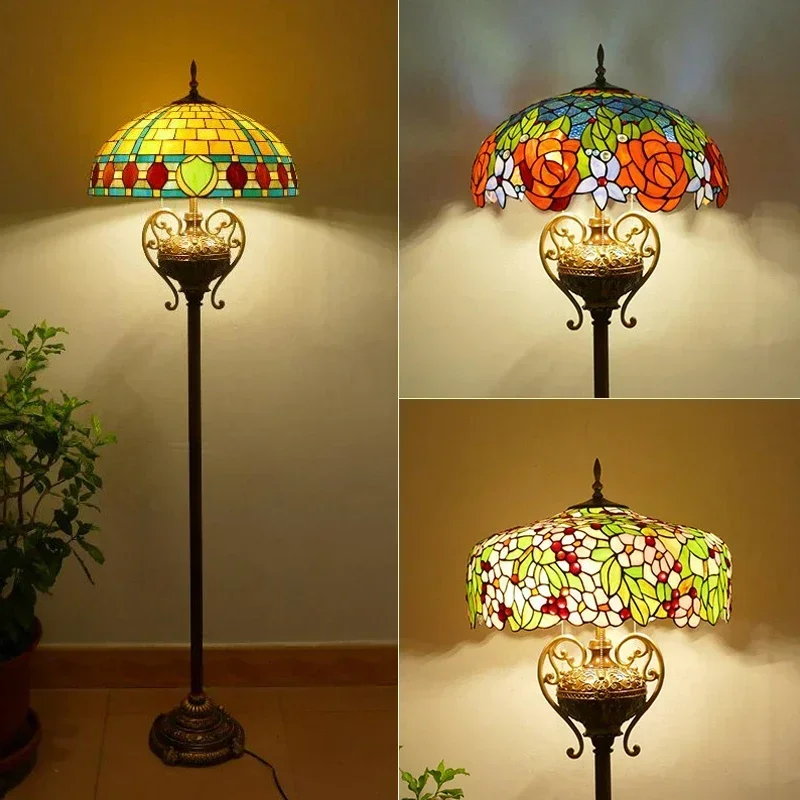 Tiff Stehlampe American Retro Wohnzimmer Schlafzimmer Lampe Country Buntglas Stehlampe