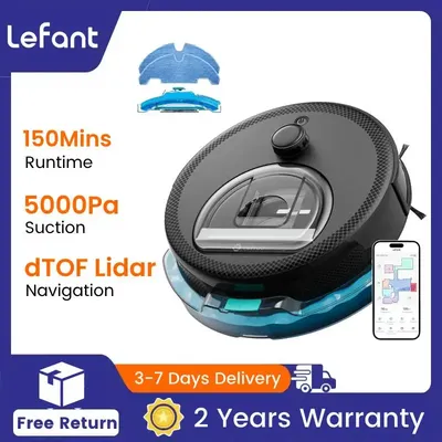 Lefant M330 Pro Robot Vacuum and Mop combo, 5000Pa,dTOF LiDAR Navigation, Alexa/Google/WiFi,Ideal for Pet Hair