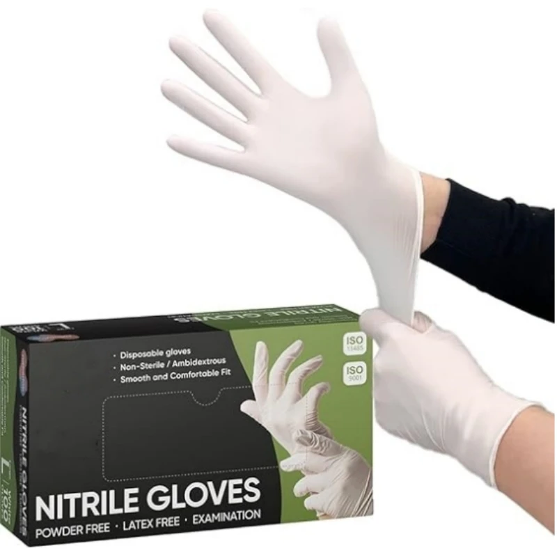 20/100PCS Weiße Nitrilhandschuhe Einweghandschuhe für die Küche Haushalt Reinigungswerkzeuge Schönheit Nagelstudio Haustierpflege Haarfärbehandschuhe Image