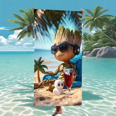 Groot on the Beach: The Ultimate Fun-Printed Beach Towel Suitable for towels, bath towels, beach towels, gifts