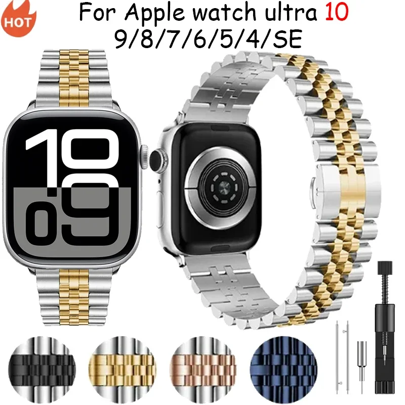 Metallarmband für Apple Watch Ultra 8 7 6 5 4 9 Band 45 mm 41 mm 49 mm 44 mm 40 mm Edelstahlarmband iwatch 10 42 mm 46 mm Correa Image