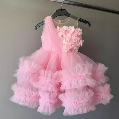 3D Blumen Mädchen Tutu Kleid für Hochzeit Rosa Kinder Prinzessin Kostüm Kleinkind Abendkleid Kind Image