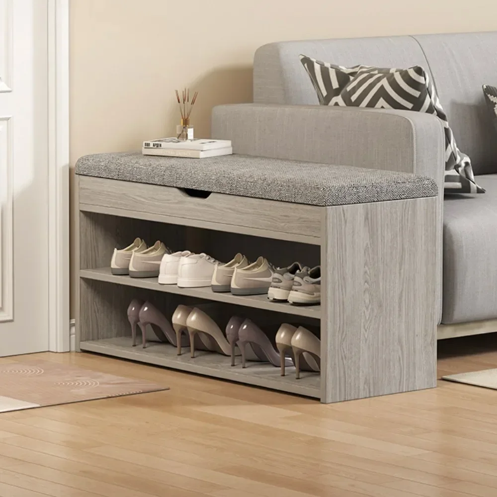 Holz Schuhschrank Eingang Schuhhocker Verbreiterung und Anhebung Racks Einfache Schuhe Organizer Regal Haushalt Lagerung Regale Schränke