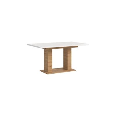 Ebuy24 Motion Esstisch Doppelsäulenfuß 90x150/190cm inkl. 1 Einlegeplatte weiß, Eiche Dekor. Image