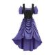 ROSE GAL Rosegal Women Plus Size Steampunk Renaissance Costume Dress Cold Shoulder Ruffles Lace-up High Low Dress, Purple_1, 4X
