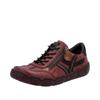 Sneaker RIEKER, Damen, Gr. 36, rot (rot, schwarz), Lederimitat, unifarben mit Farbeinsatz, casual, Schuhe, Schnürschuh, Halbschuh, Freizeitschuh mit Ziernähte