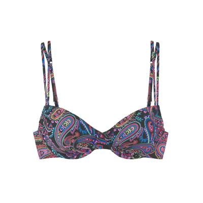 Bügel-Bikini-Top VENICE BEACH "Paislee", Damen, Gr. 44, Cup D, schwarz (schwarz bedruckt), Recycling-Polyamid, bedruckt, Paisleymuster, Bikini-Oberteile, bedruckt, verstellbare Doppelträger, herausnehmbare Softcups, Mix-Kini Image