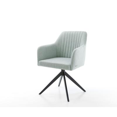 DELIFE Drehstuhl Greg-Flex Stripes Mint Kreuzgestell breit Schwarz 360° drehbar Wippfunktion Taschenfederkern, Esszimmerstühle Image