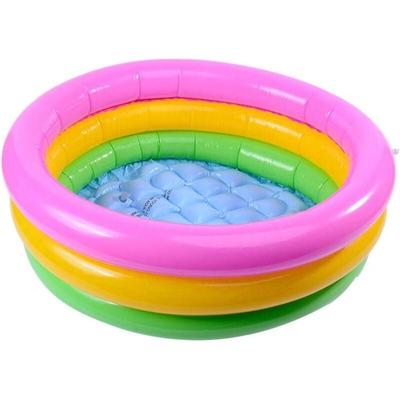Cyslmuk - Spielzeugpool, faltbare aufblasbare Babybadewanne mit drei Ringen in Regenbogenfarben, Image