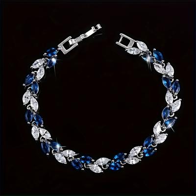TEMU 1pc Classic Multicolor Silvery Leaf Wheat Ear Shape Pendant Crystal Women's Bracelet Birthday Jewelry Gift Image