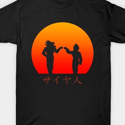 TEMU Saiyan Pride T-shirt Trendy Loose Design Anime Print Pure Cotton Retro Round Neck Men Short Sleeved T-shirt Image