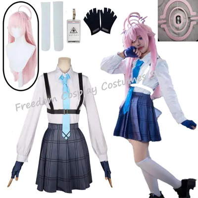 Game Blue Archive Takanashi Hoshino Cosplay Kostüme Frauen JK Schuluniformen Matrosenanzug Perücke Kopfbedeckung Halloween Party für Frauen Image