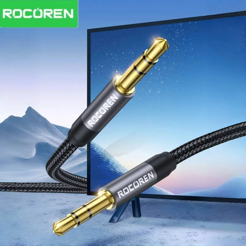 Rocoren Audiokabel 3,5 mm Klinke Stecker auf Stecker Aux-Kabel für Telefon Kopfhörer Auto MP3 Lautsprecher Computer 3,5 mm Klinke Aux-Drahtkabel 5 m Image
