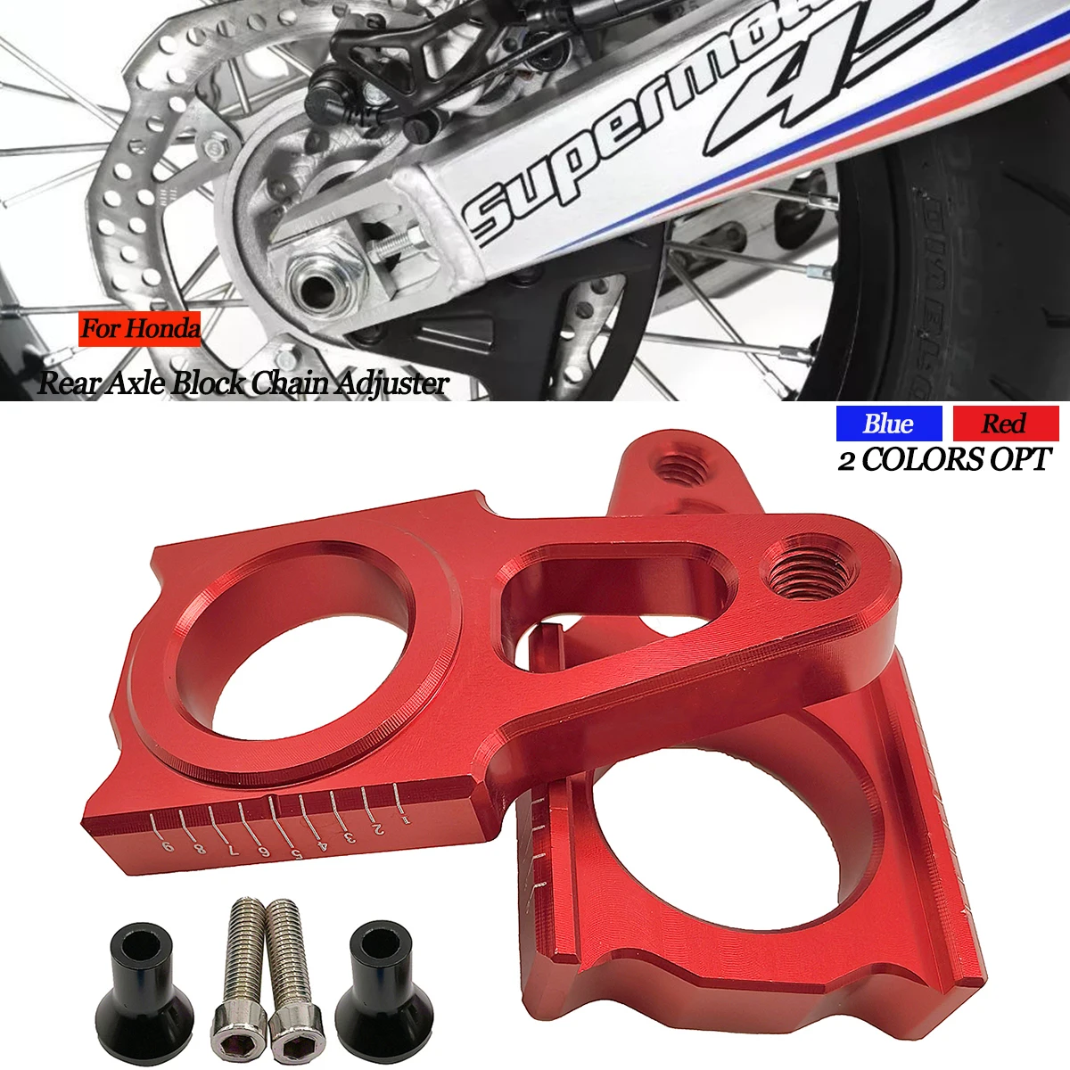 Motorrad CNC Hinterachse Block Kettenspanner Für Honda CR125 250 CRF250R CRF450R CRF 250R 250X250RX450R 450X450RX450L RX Image