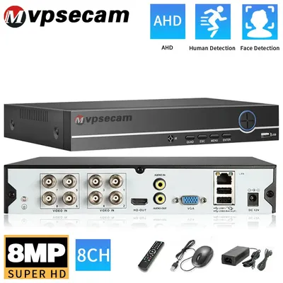 Mvpsecam 8MP AHD CCTV DVR 8CH 4K 6 in 1 AHD CVI TVI CVI CVBS 8MP Sicherheit DVR NVR AHD Kamera IP Kamera Analog Kamera
