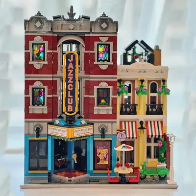 Jazz Club Pizzeria Building Blocks Model Modular House City Street View Shop Architecture Assembly Bricks Toy Gift For Kid Adult
