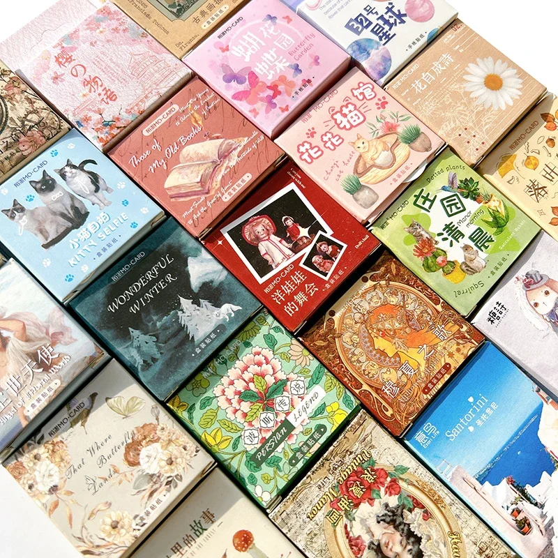 45/46 Stücke Vielzahl Briefpapier Stile Tagebuch Handgeschöpftes Papier Etikett Siegel DIY Box Aufkleber Kawaii Mini Tiere Blumen Dekorativ 4 CM Image