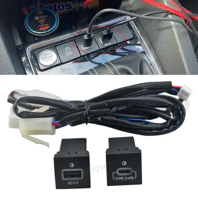 Car USB Charger PD Quick Charge QC3.0 Phone Charging Adapter Outlet Button For Volkswagen Golf 6